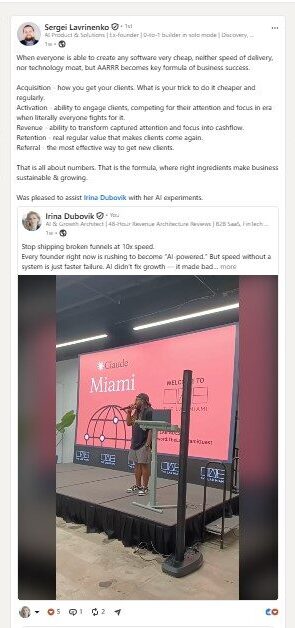 LinkedIn review by AI Product specialist Sergei Lavrinenko after contributing to the AI vs Brain experiment.